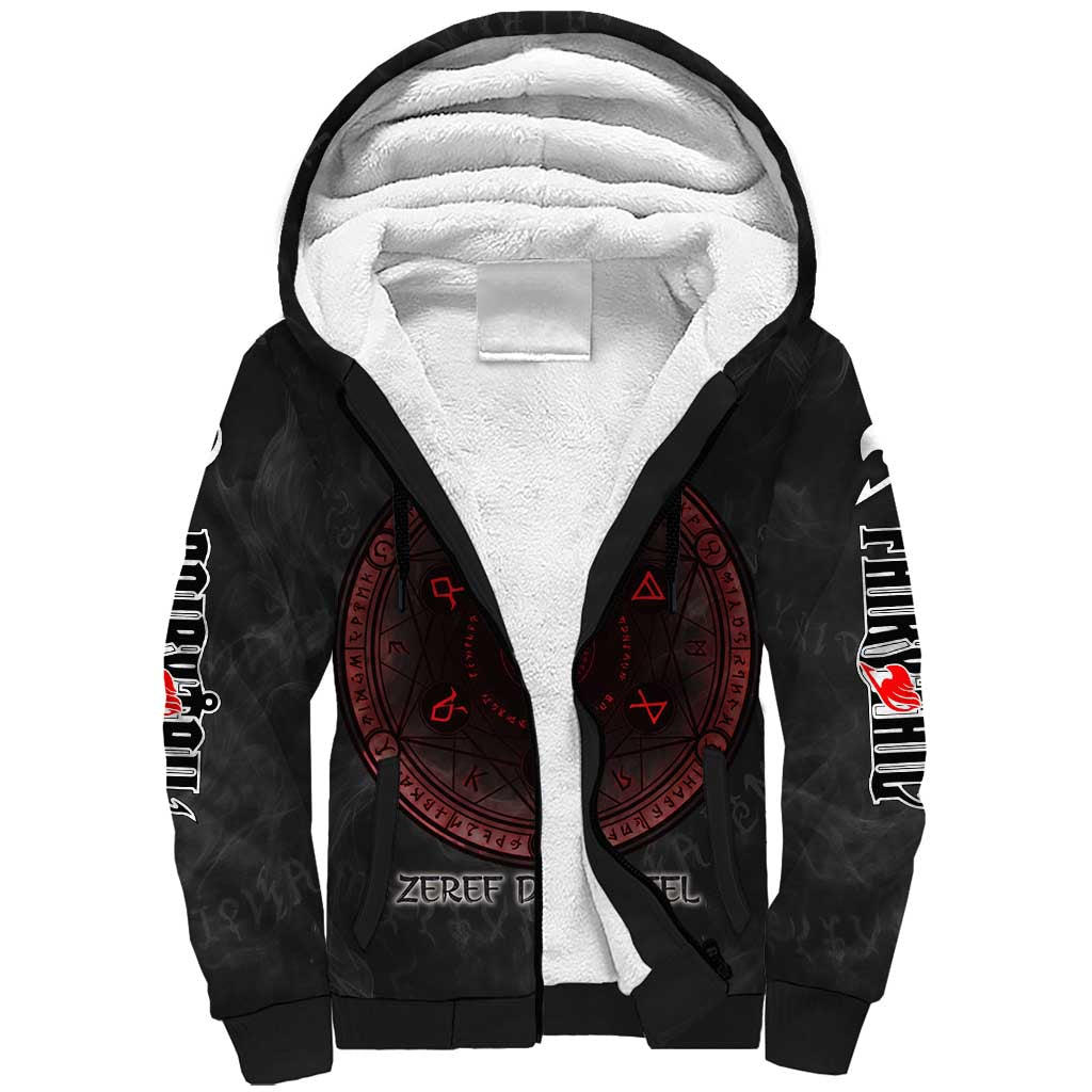 Zeref Dragneel Fairy Tail Sherpa Hoodie Dark Magic Circle Design with E.N.D Demon Aesthetic