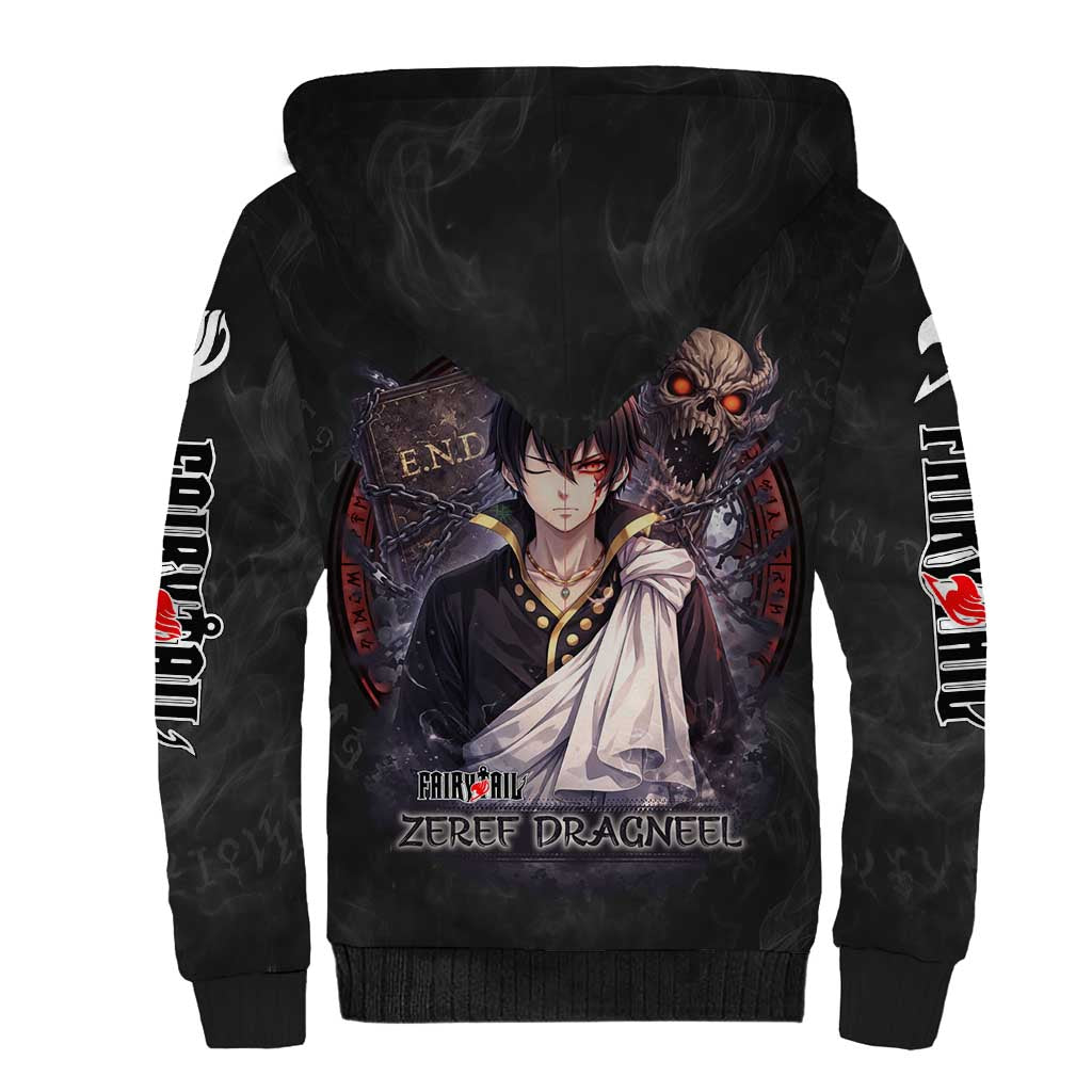 Zeref Dragneel Fairy Tail Sherpa Hoodie Dark Magic Circle Design with E.N.D Demon Aesthetic