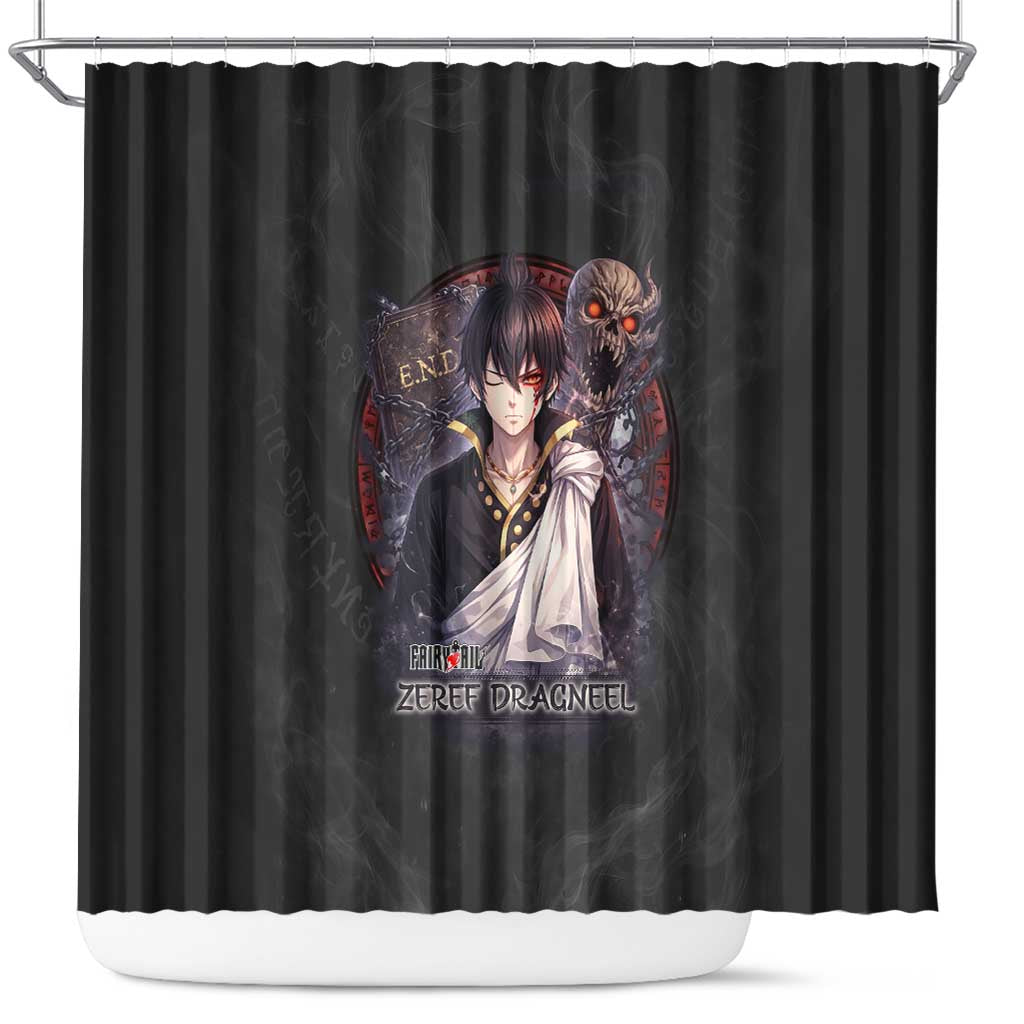 Zeref Dragneel Fairy Tail Shower Curtain Dark Magic Circle Design with E.N.D Demon Aesthetic