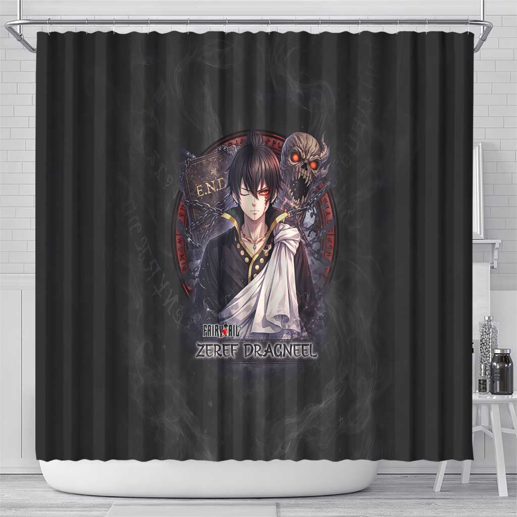 Zeref Dragneel Fairy Tail Shower Curtain Dark Magic Circle Design with E.N.D Demon Aesthetic