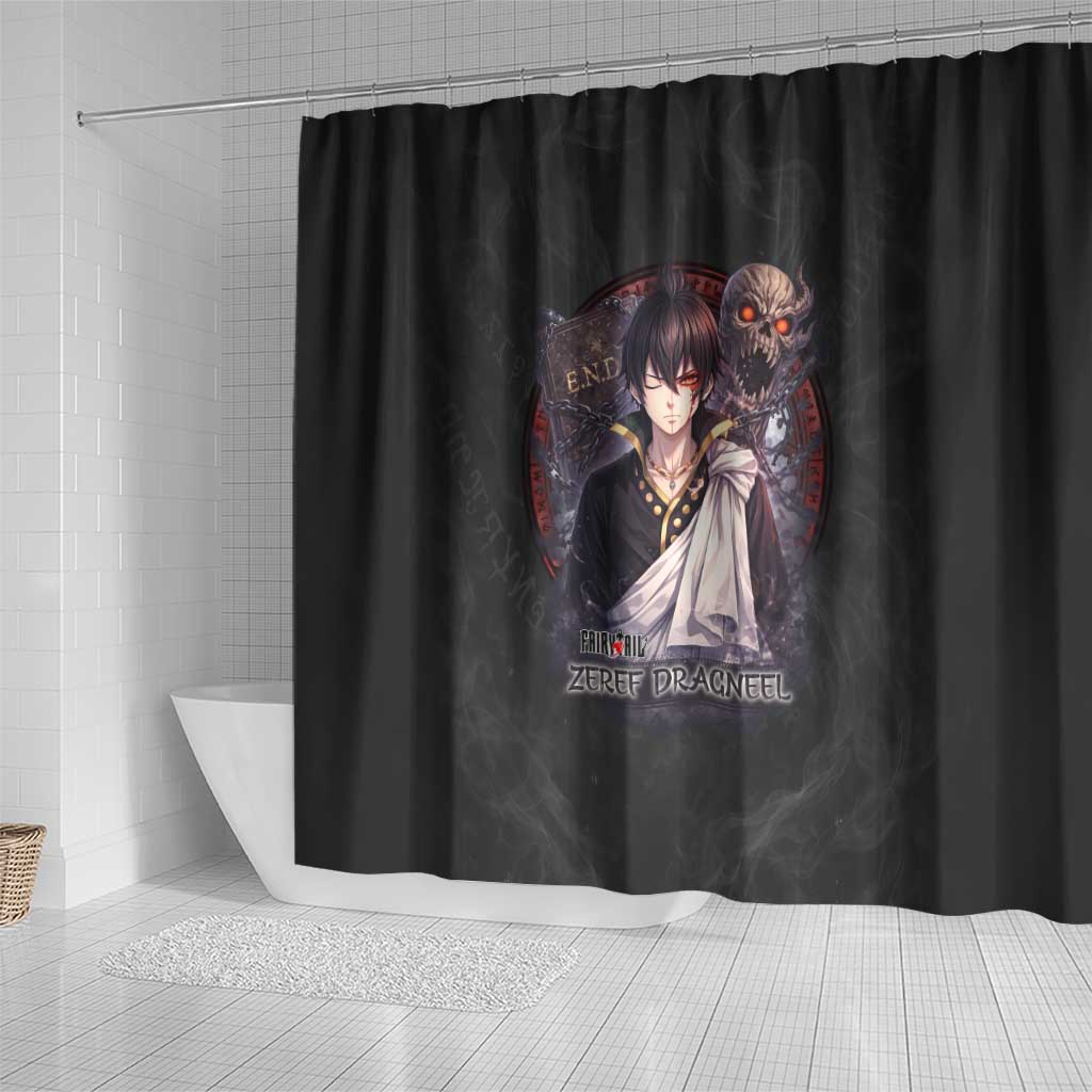 Zeref Dragneel Fairy Tail Shower Curtain Dark Magic Circle Design with E.N.D Demon Aesthetic