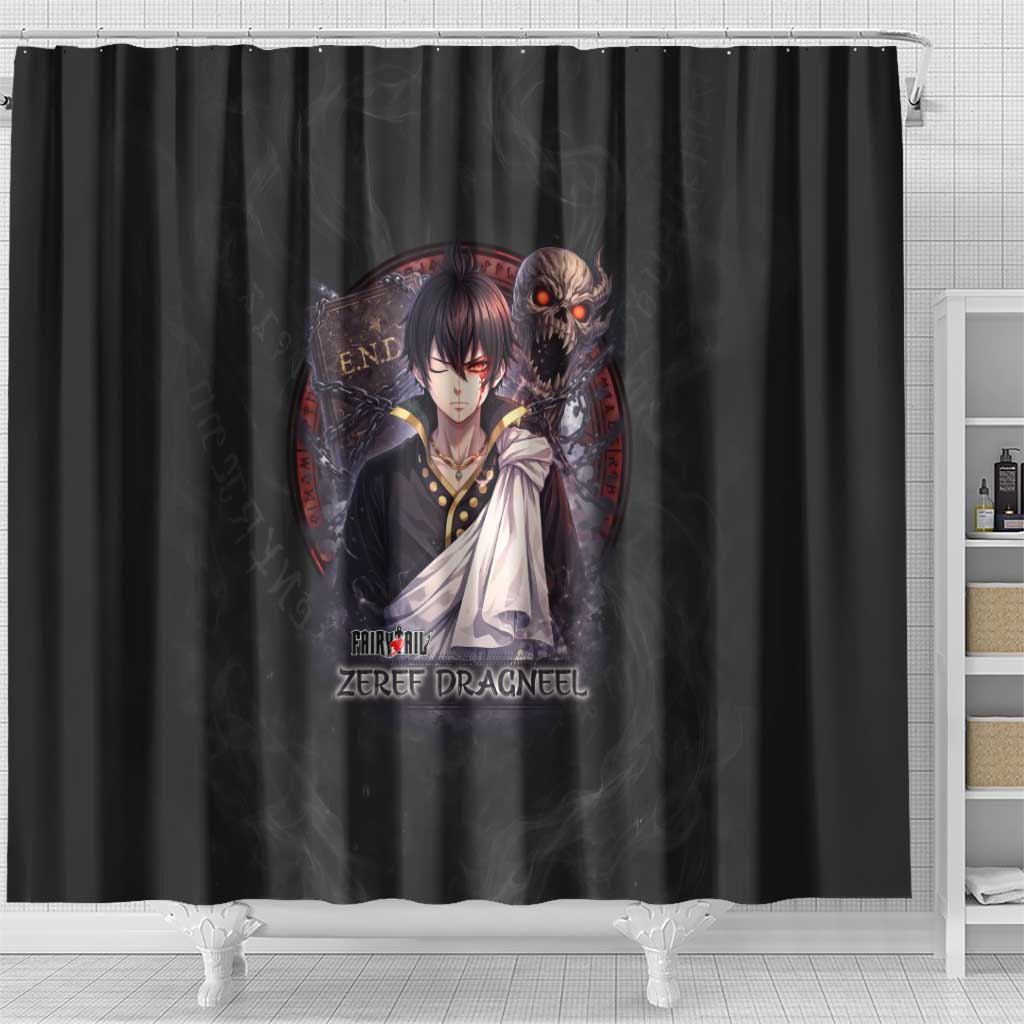 Zeref Dragneel Fairy Tail Shower Curtain Dark Magic Circle Design with E.N.D Demon Aesthetic