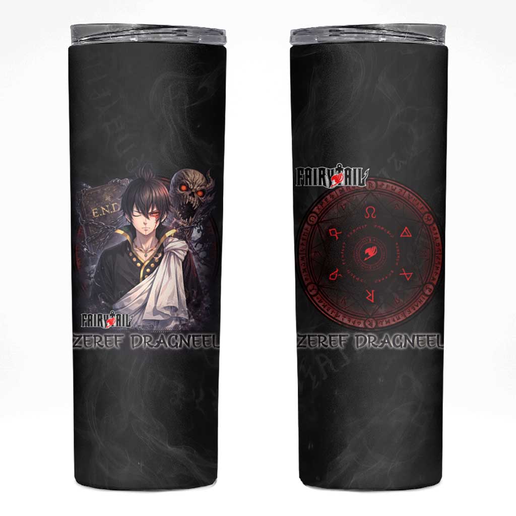 Zeref Dragneel Fairy Tail Skinny Tumbler Dark Magic Circle Design with E.N.D Demon Aesthetic