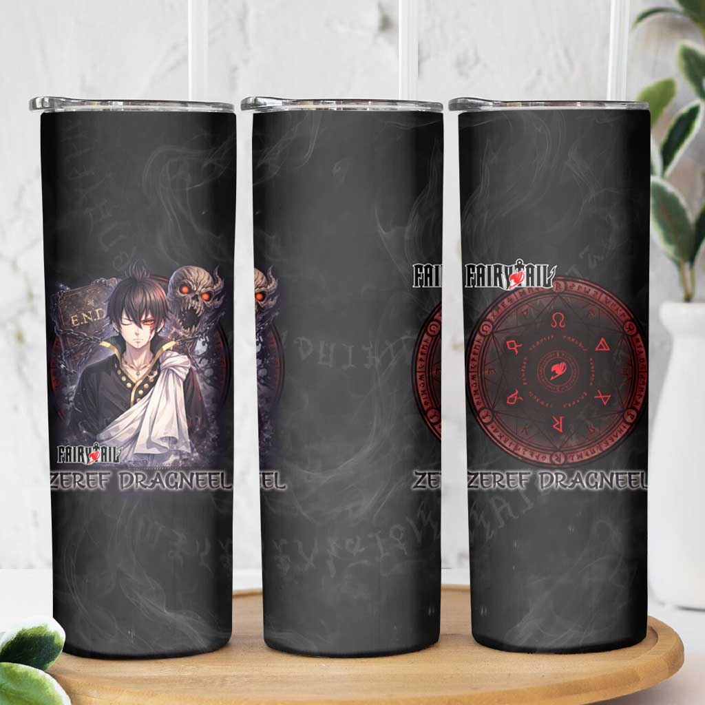 Zeref Dragneel Fairy Tail Skinny Tumbler Dark Magic Circle Design with E.N.D Demon Aesthetic