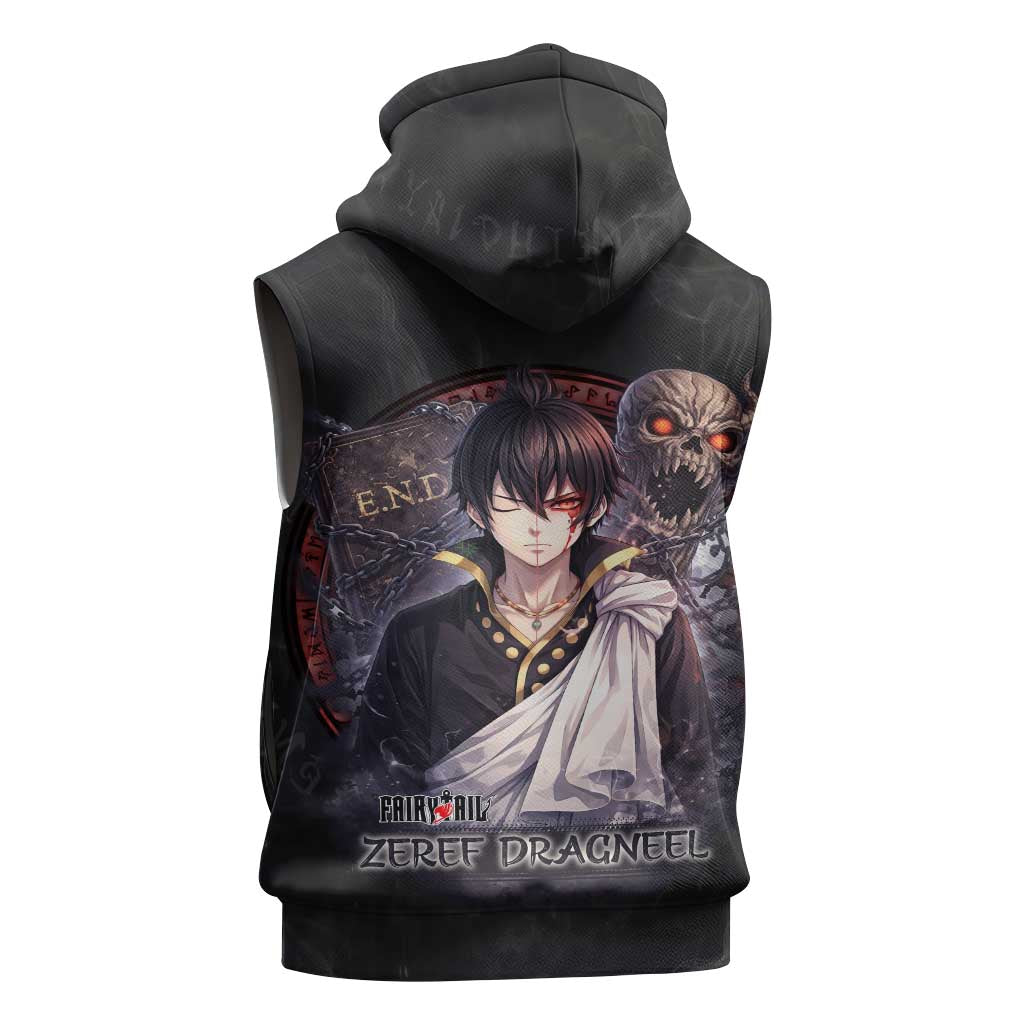 Zeref Dragneel Fairy Tail Sleeveless Hoodie Dark Magic Circle Design with E.N.D Demon Aesthetic