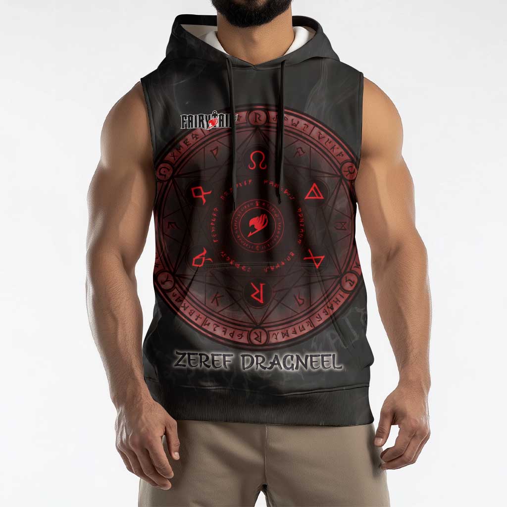 Zeref Dragneel Fairy Tail Sleeveless Hoodie Dark Magic Circle Design with E.N.D Demon Aesthetic