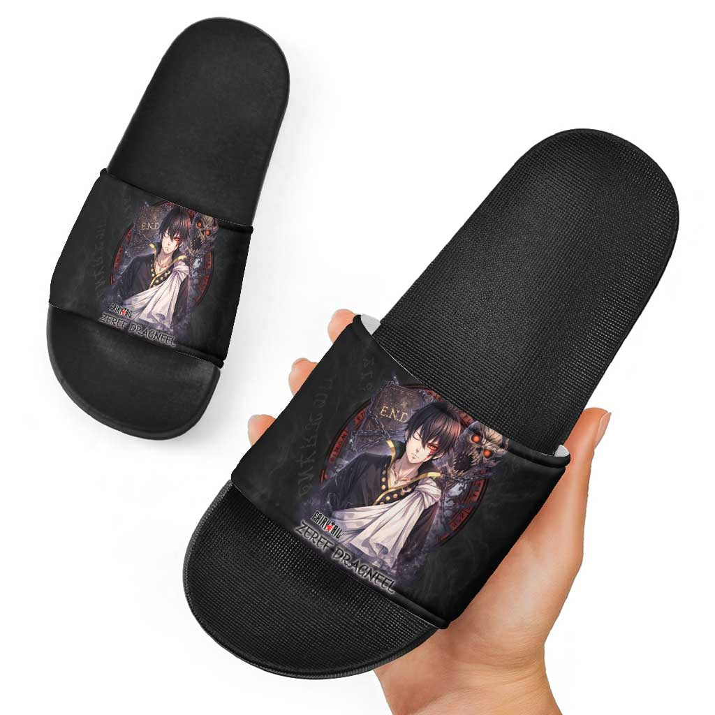 Zeref Dragneel Fairy Tail Slide Sandals Dark Magic Circle Design with E.N.D Demon Aesthetic