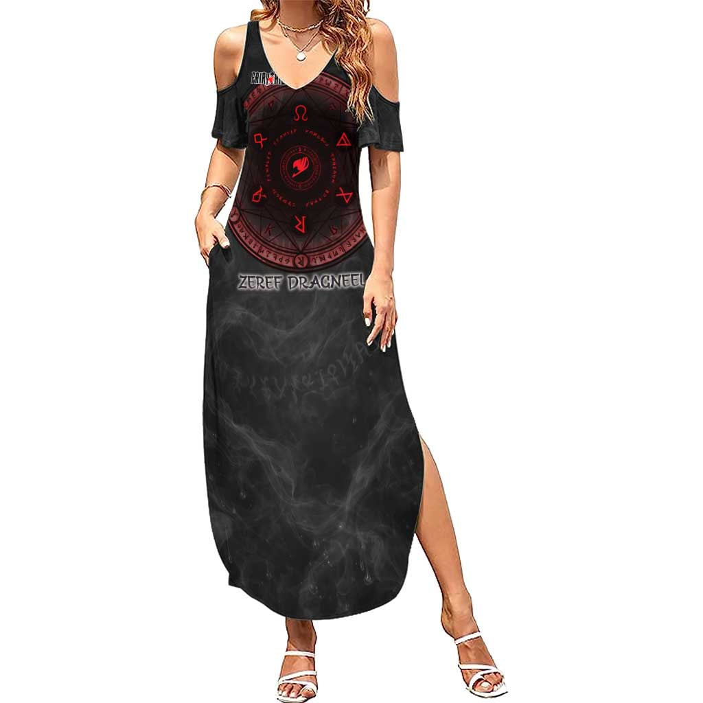 Zeref Dragneel Fairy Tail Summer Maxi Dress Dark Magic Circle Design with E.N.D Demon Aesthetic