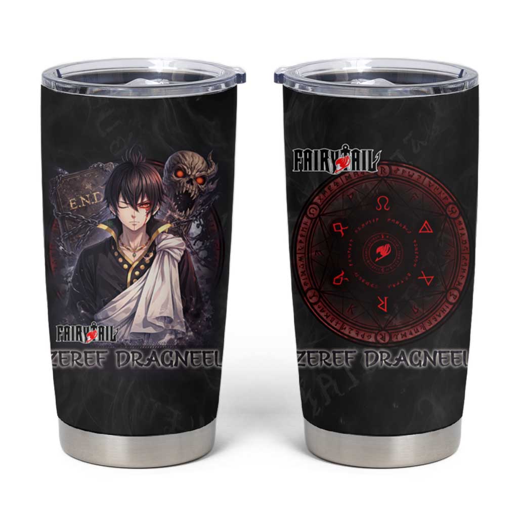Zeref Dragneel Fairy Tail Tumbler Cup Dark Magic Circle Design with E.N.D Demon Aesthetic