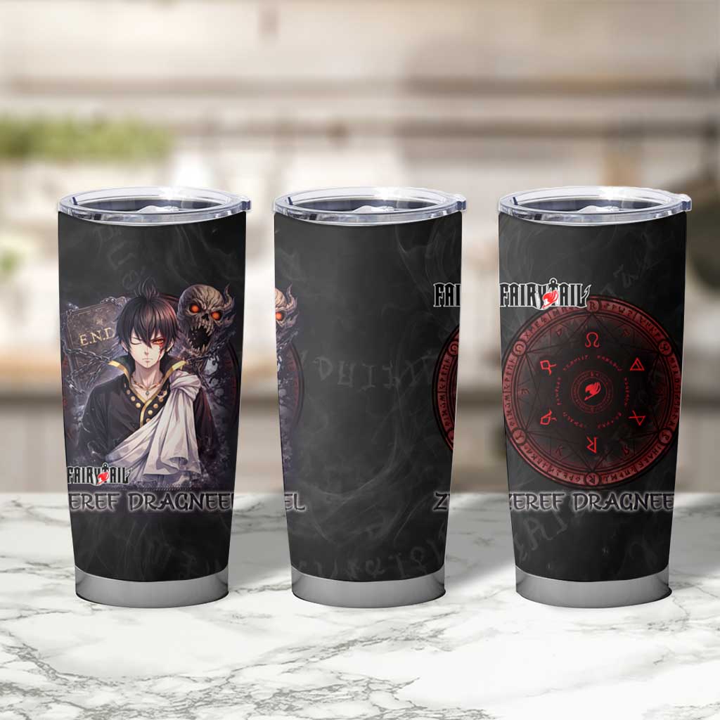 Zeref Dragneel Fairy Tail Tumbler Cup Dark Magic Circle Design with E.N.D Demon Aesthetic