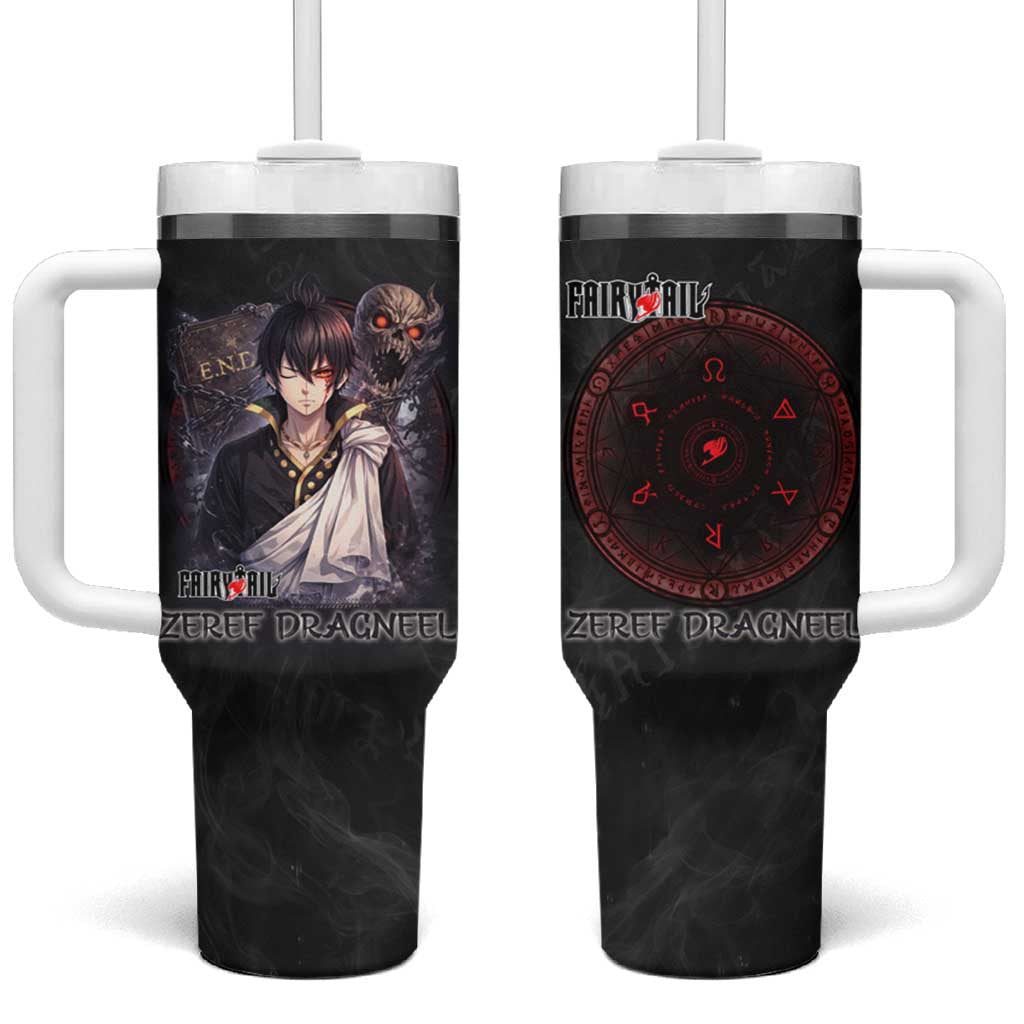 Zeref Dragneel Fairy Tail Tumbler With Handle Dark Magic Circle Design with E.N.D Demon Aesthetic