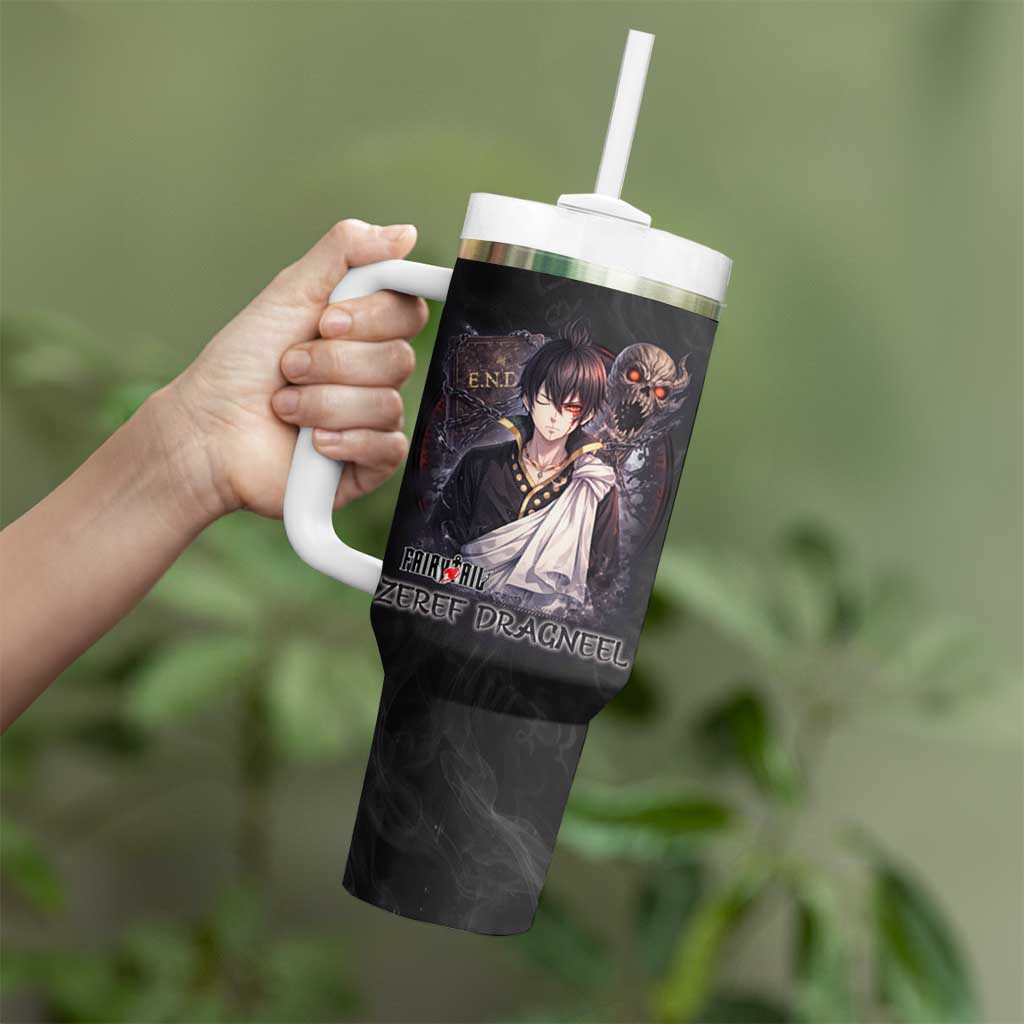 Zeref Dragneel Fairy Tail Tumbler With Handle Dark Magic Circle Design with E.N.D Demon Aesthetic