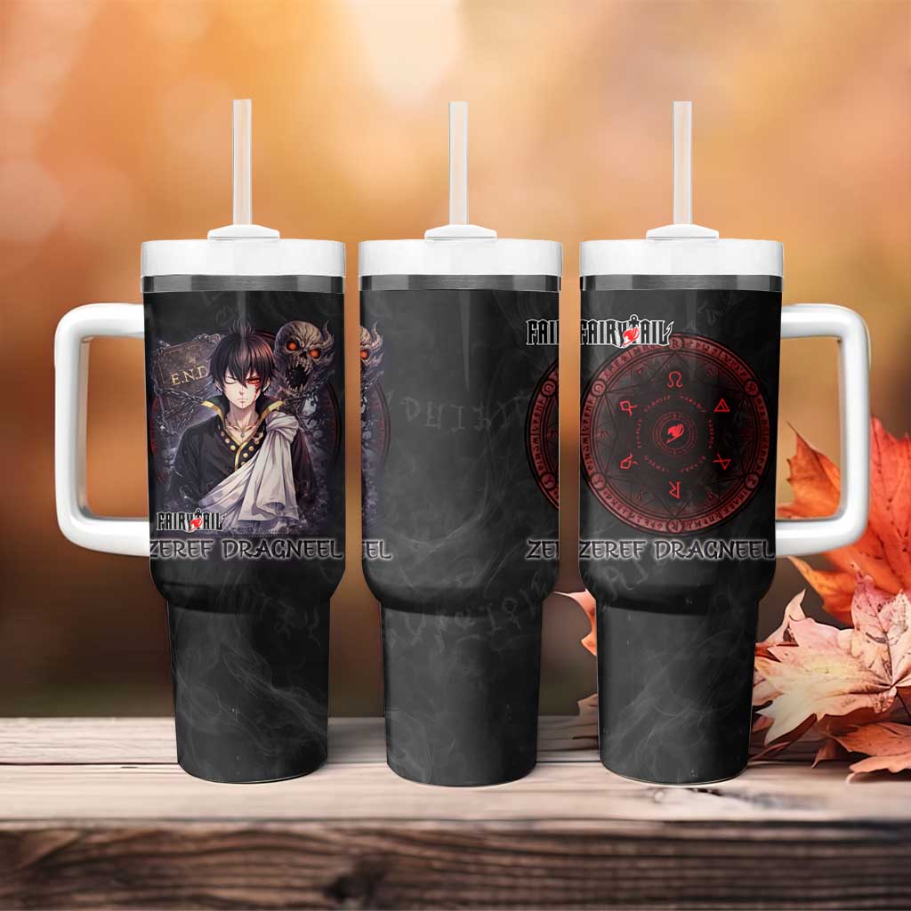 Zeref Dragneel Fairy Tail Tumbler With Handle Dark Magic Circle Design with E.N.D Demon Aesthetic