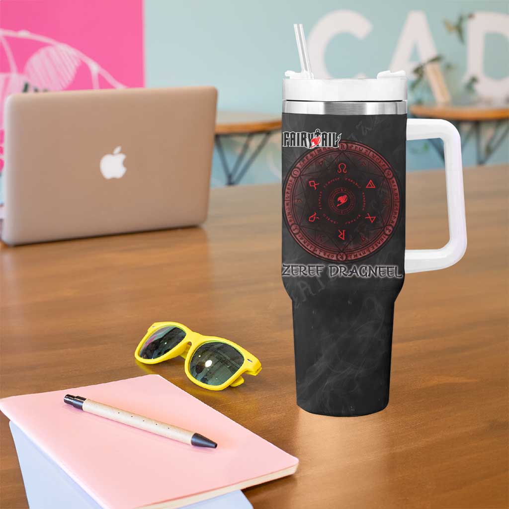 Zeref Dragneel Fairy Tail Tumbler With Handle Dark Magic Circle Design with E.N.D Demon Aesthetic