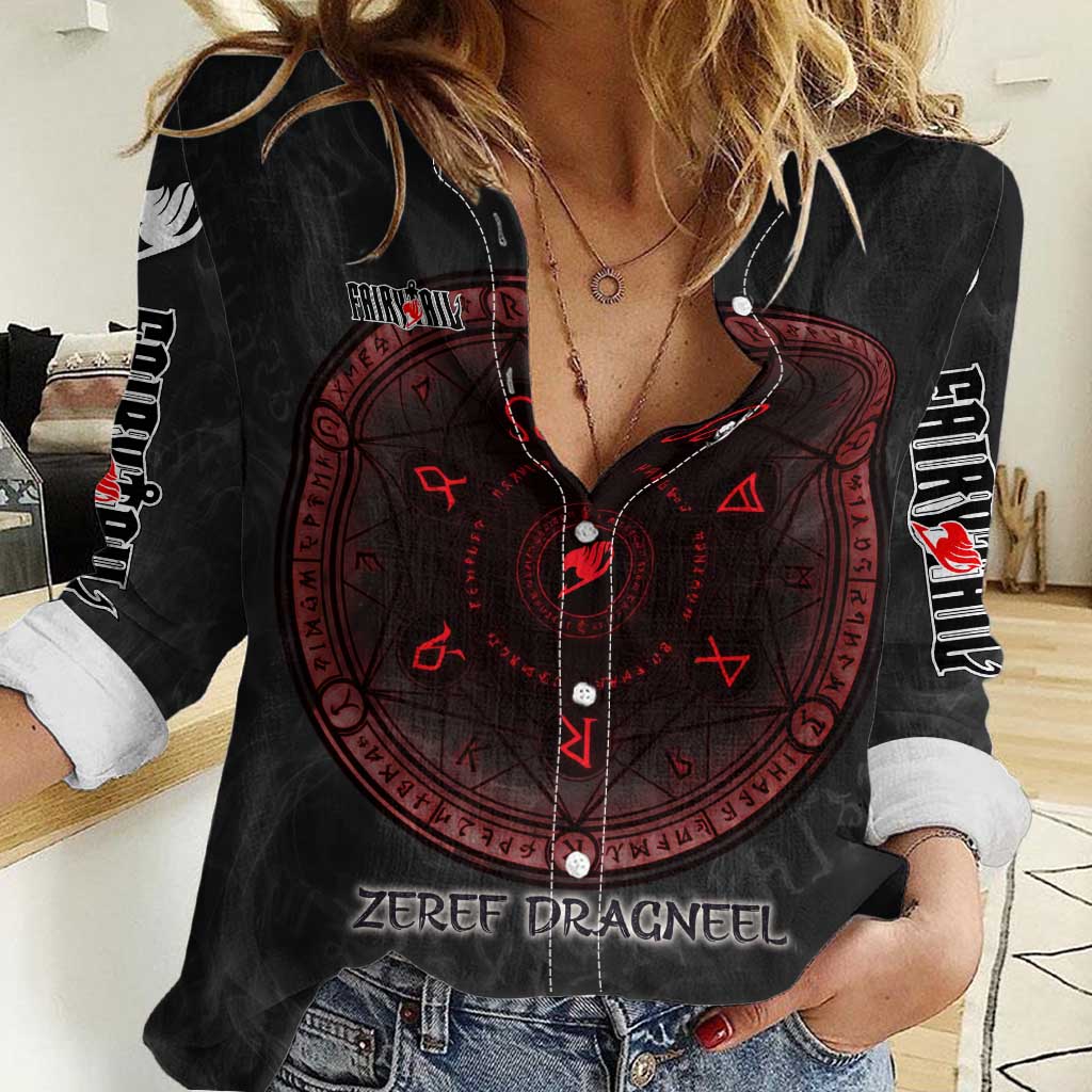 Zeref Dragneel Fairy Tail Women Casual Shirt Dark Magic Circle Design with E.N.D Demon Aesthetic