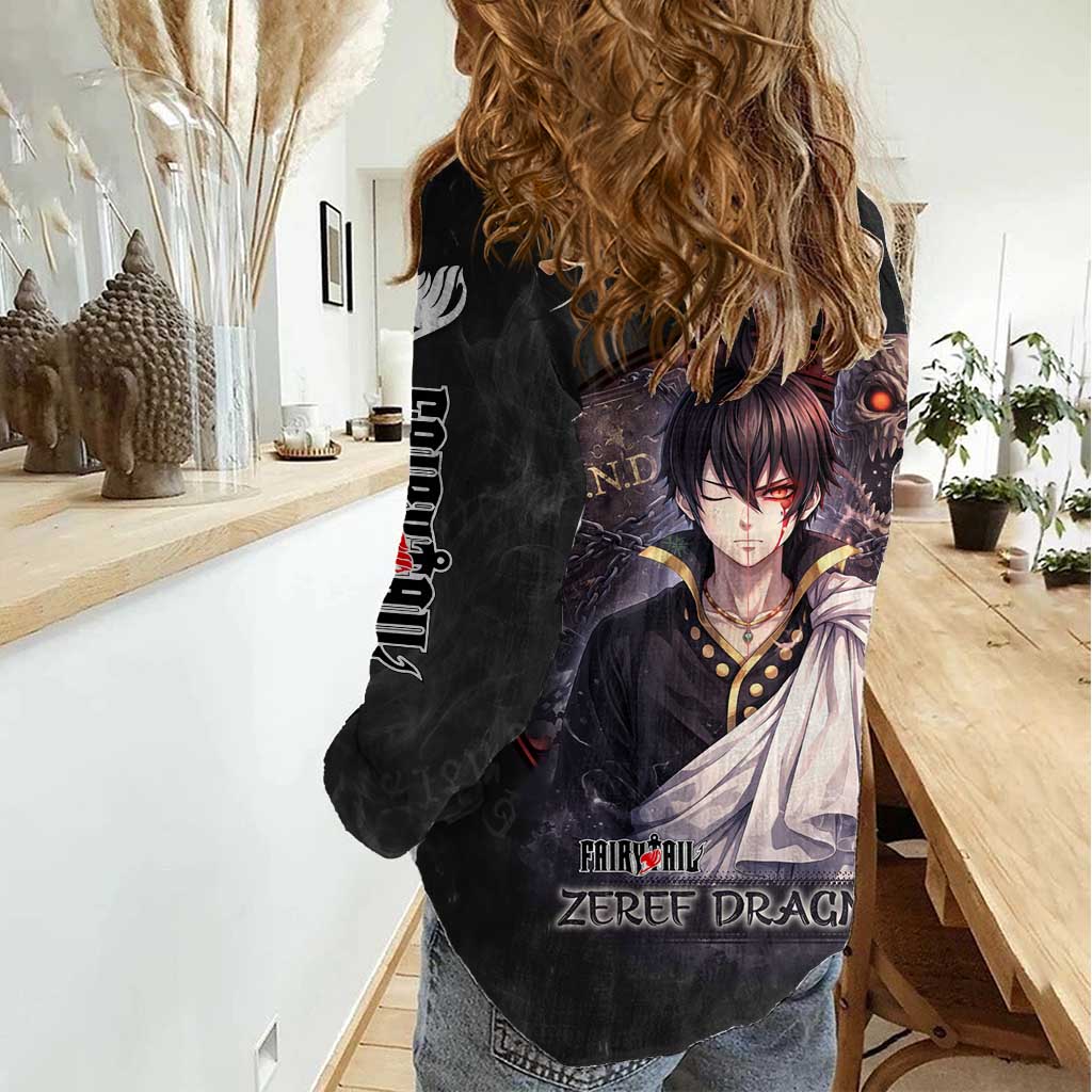 Zeref Dragneel Fairy Tail Women Casual Shirt Dark Magic Circle Design with E.N.D Demon Aesthetic