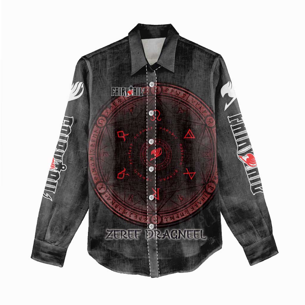 Zeref Dragneel Fairy Tail Women Casual Shirt Dark Magic Circle Design with E.N.D Demon Aesthetic