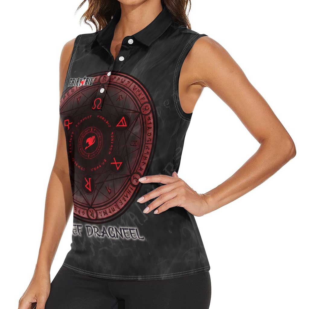 Zeref Dragneel Fairy Tail Women Sleeveless Polo Shirt Dark Magic Circle Design with E.N.D Demon Aesthetic