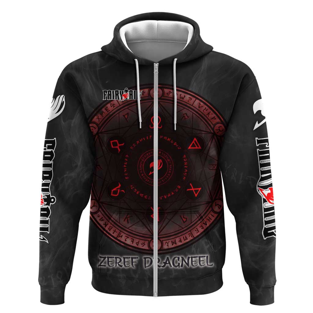 Zeref Dragneel Fairy Tail Zip Hoodie Dark Magic Circle Design with E.N.D Demon Aesthetic