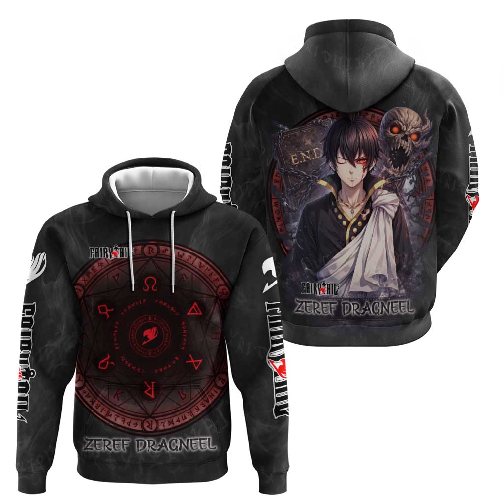Zeref Dragneel Fairy Tail Zip Hoodie Dark Magic Circle Design with E.N.D Demon Aesthetic