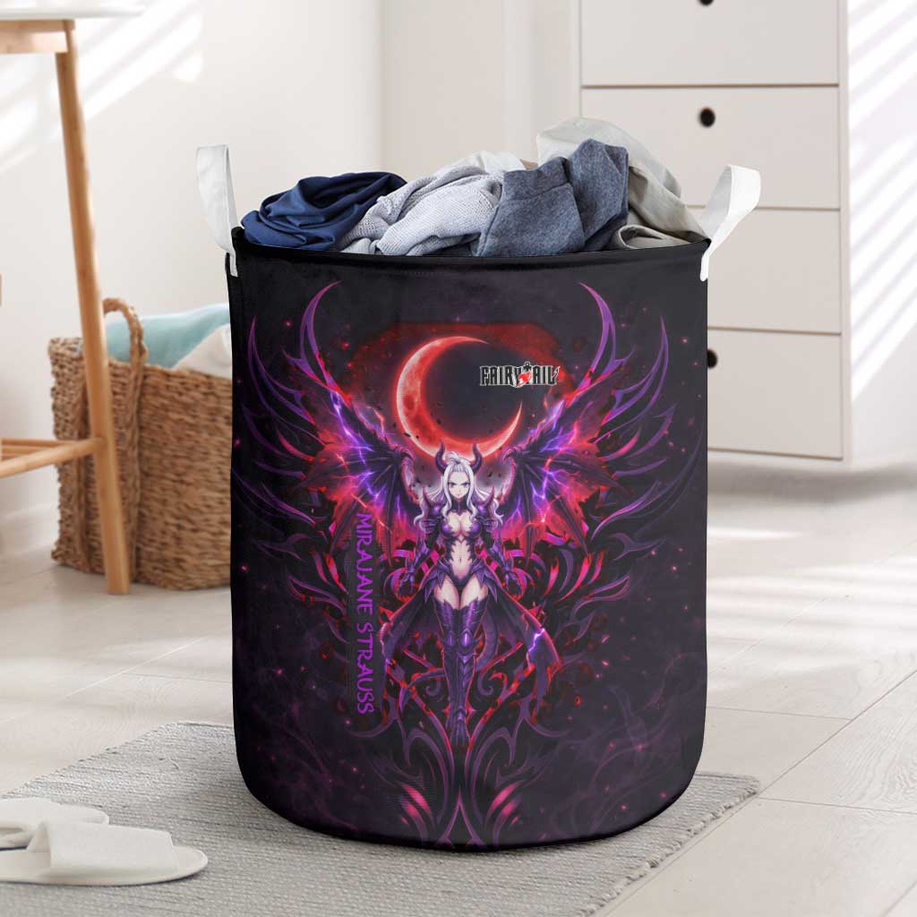 Mirajane Strauss Demon Form Fairy Tail Laundry Basket Crimson Moon Demon Aesthetic with Gothic Purple Tribal Design