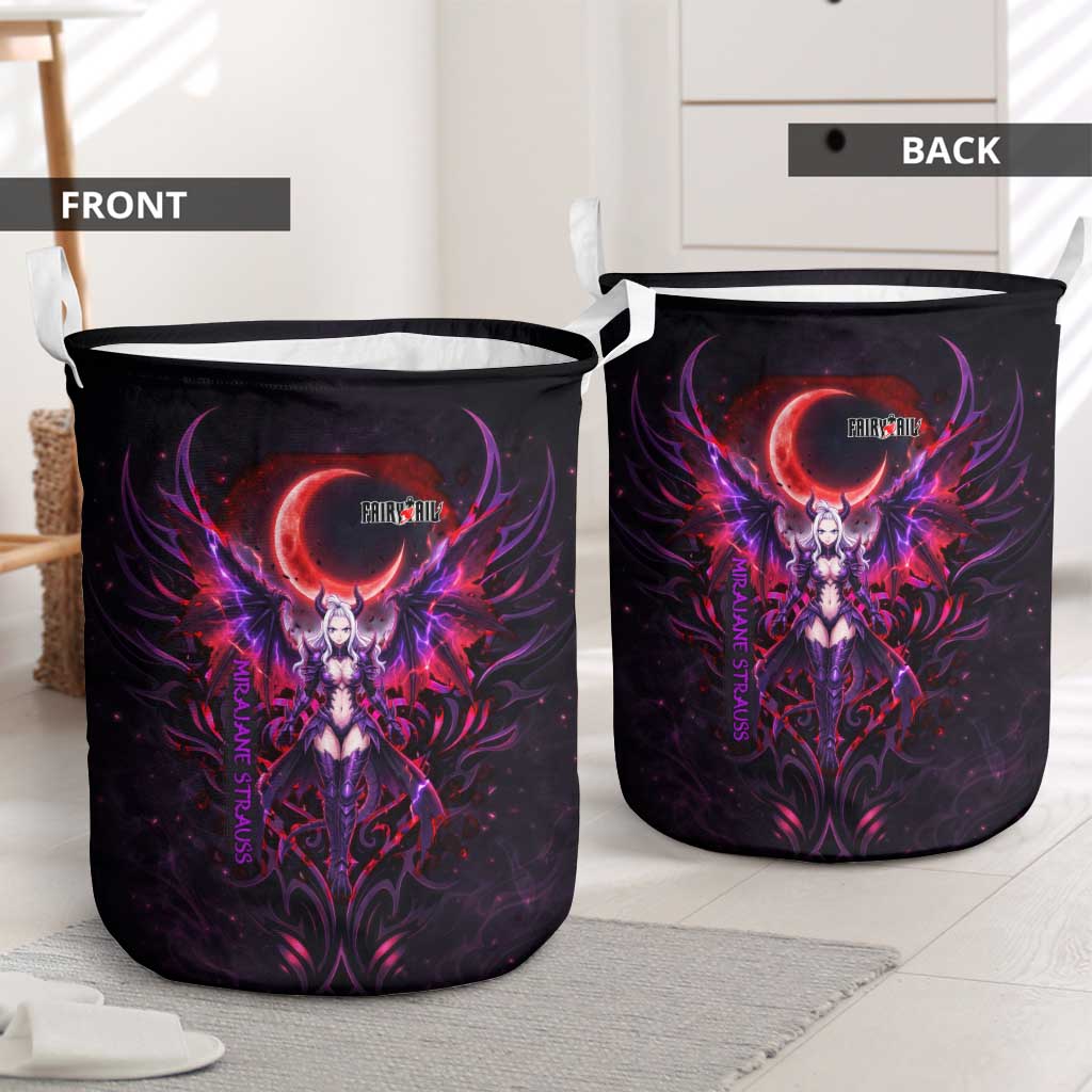 Mirajane Strauss Demon Form Fairy Tail Laundry Basket Crimson Moon Demon Aesthetic with Gothic Purple Tribal Design