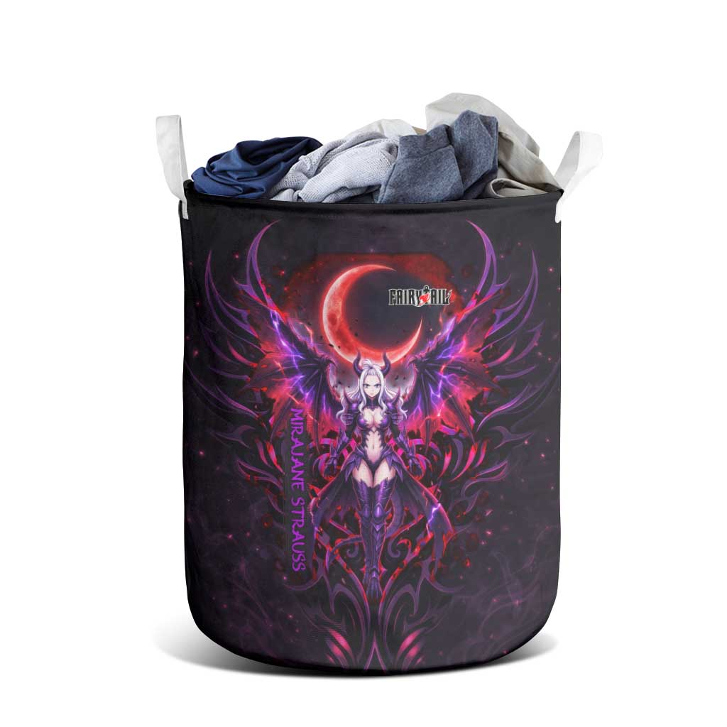 Mirajane Strauss Demon Form Fairy Tail Laundry Basket Crimson Moon Demon Aesthetic with Gothic Purple Tribal Design