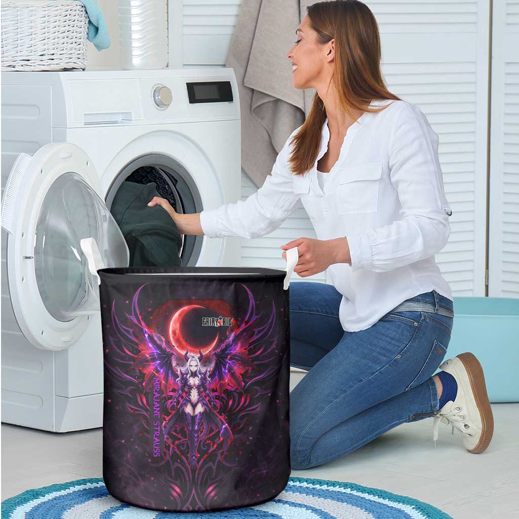 Mirajane Strauss Demon Form Fairy Tail Laundry Basket Crimson Moon Demon Aesthetic with Gothic Purple Tribal Design