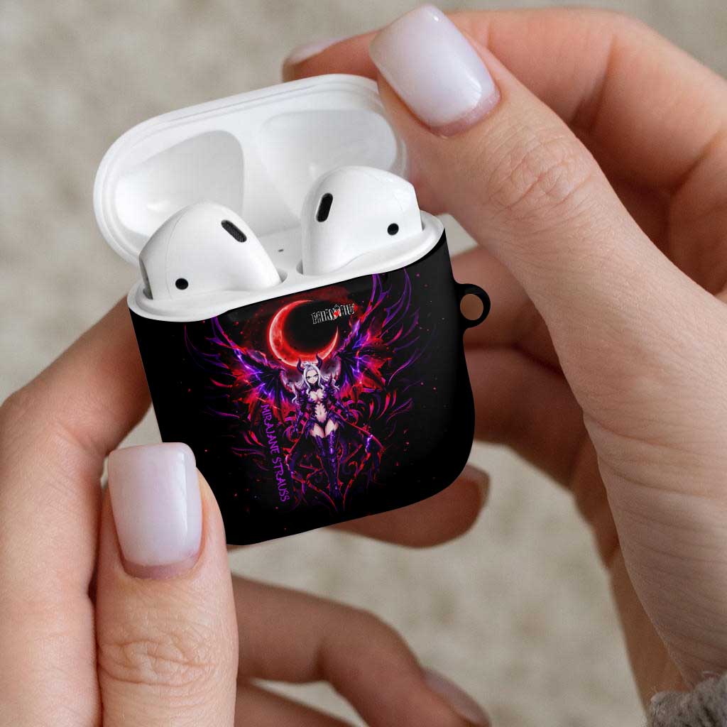 Mirajane Strauss Demon Form Fairy Tail AirPods Case Crimson Moon Demon Aesthetic with Gothic Purple Tribal Design