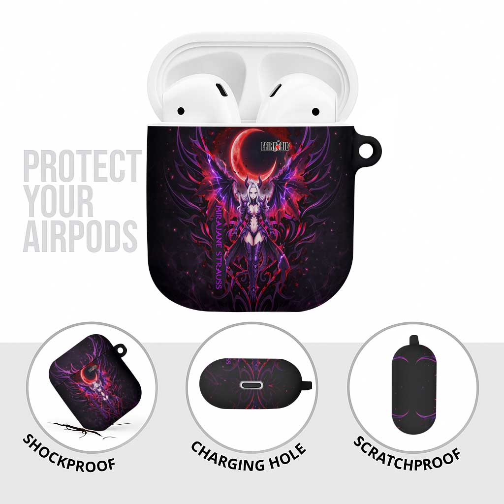 Mirajane Strauss Demon Form Fairy Tail AirPods Case Crimson Moon Demon Aesthetic with Gothic Purple Tribal Design