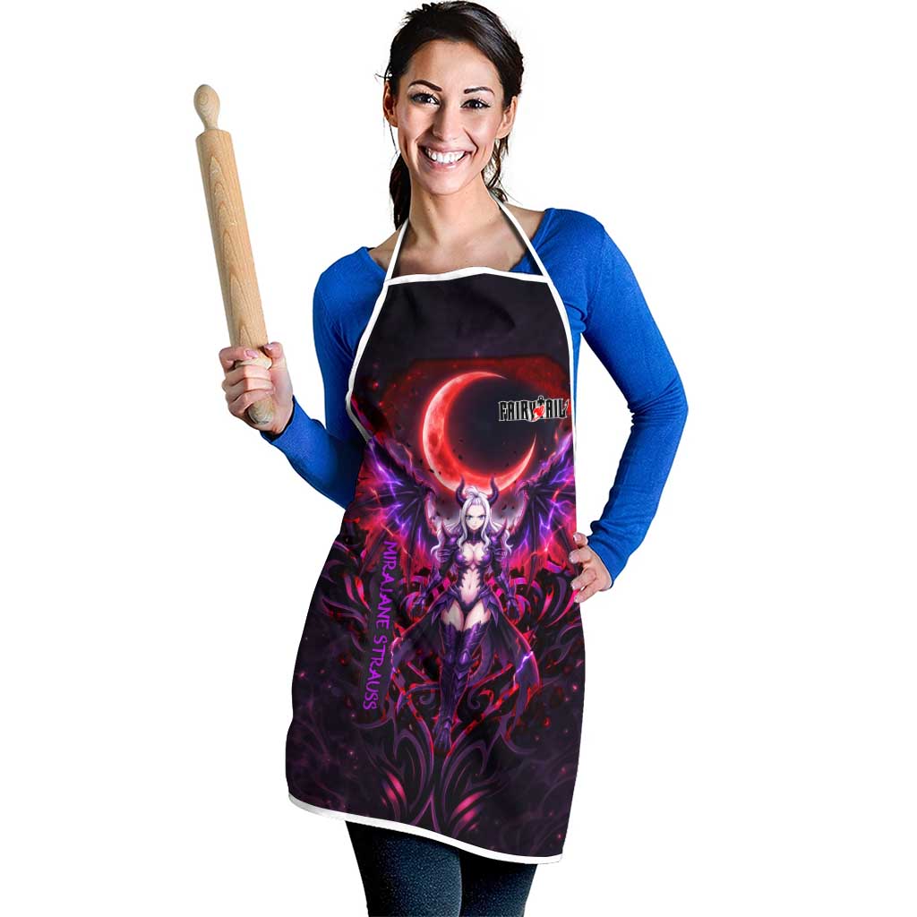 Mirajane Strauss Demon Form Fairy Tail Apron Crimson Moon Demon Aesthetic with Gothic Purple Tribal Design