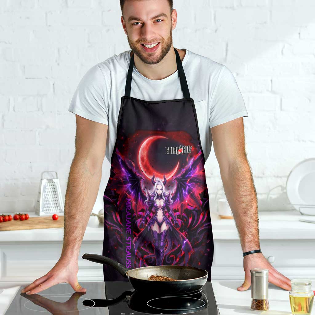 Mirajane Strauss Demon Form Fairy Tail Apron Crimson Moon Demon Aesthetic with Gothic Purple Tribal Design