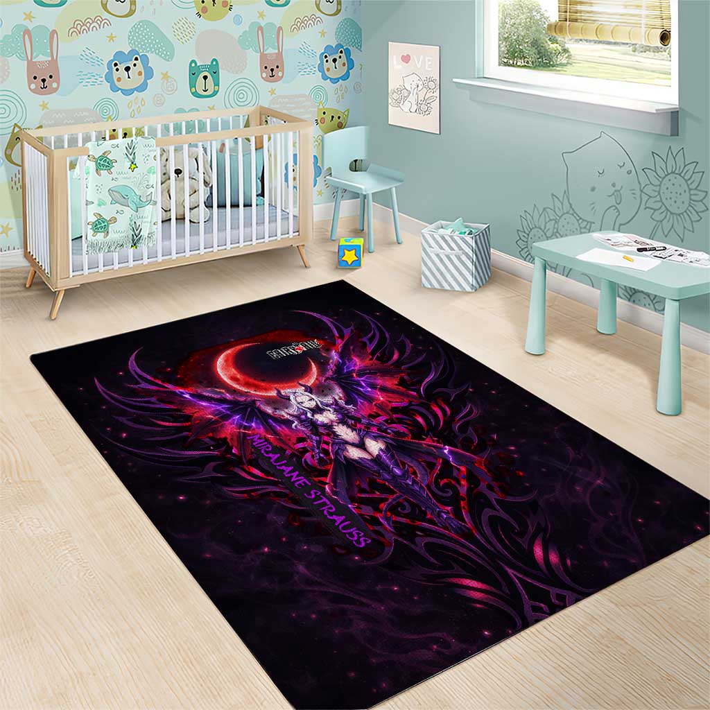Mirajane Strauss Demon Form Fairy Tail Area Rug Crimson Moon Demon Aesthetic with Gothic Purple Tribal Design
