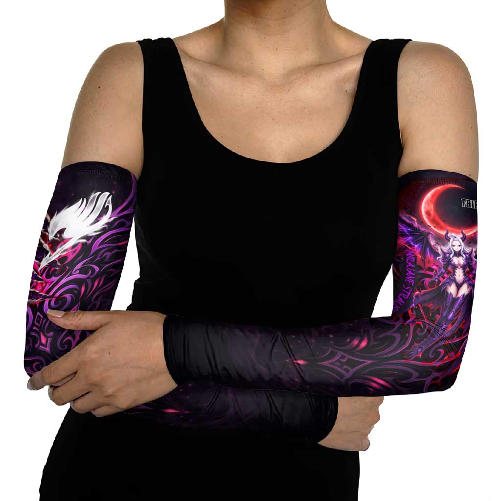 Mirajane Strauss Demon Form Fairy Tail Arm Sleeves Crimson Moon Demon Aesthetic with Gothic Purple Tribal Design