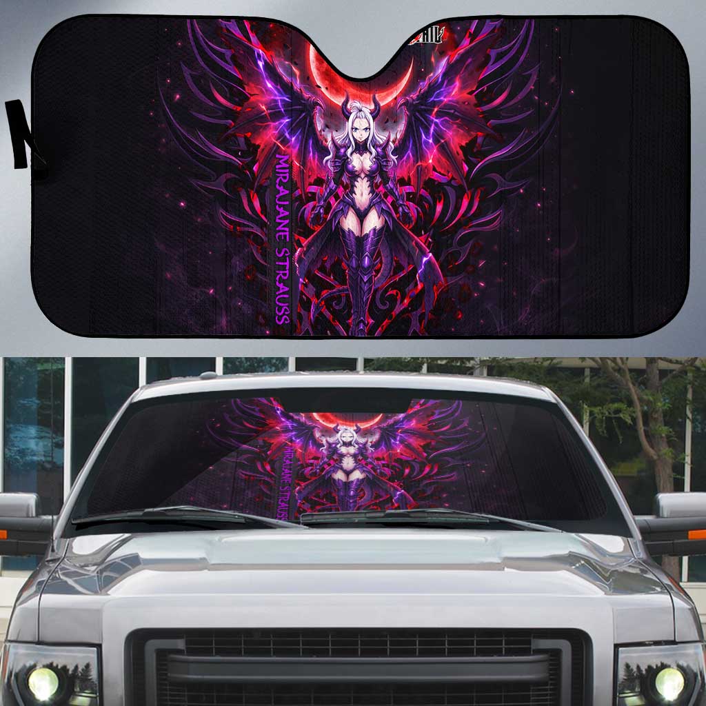 Mirajane Strauss Demon Form Fairy Tail Auto Sun Shade Crimson Moon Demon Aesthetic with Gothic Purple Tribal Design
