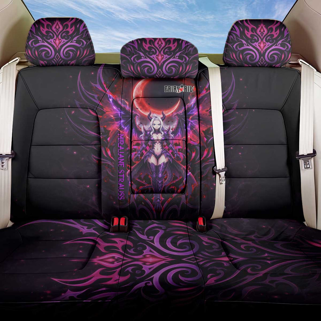 Mirajane Strauss Demon Form Fairy Tail Back Car Seat Cover Crimson Moon Demon Aesthetic with Gothic Purple Tribal Design