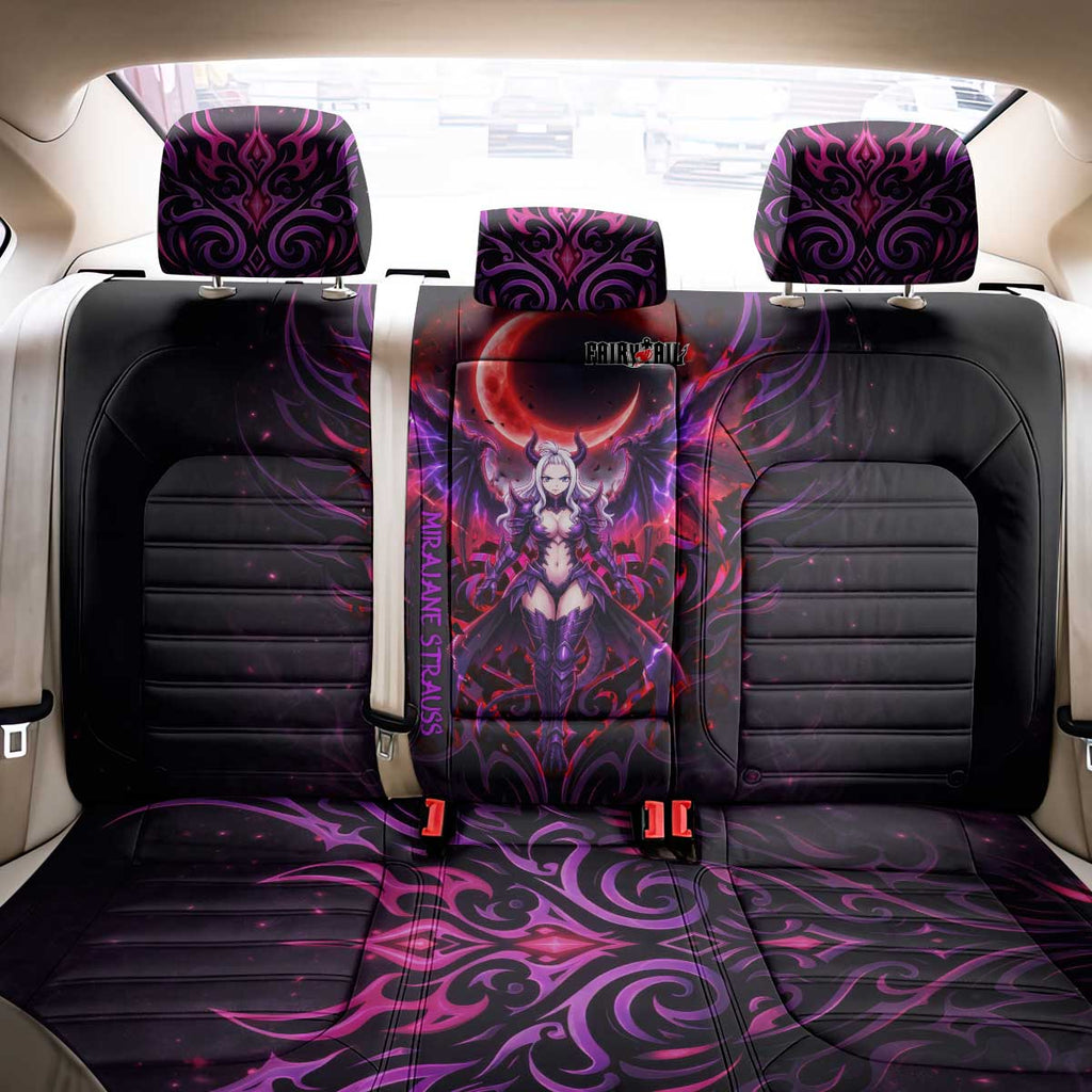 Mirajane Strauss Demon Form Fairy Tail Back Car Seat Cover Crimson Moon Demon Aesthetic with Gothic Purple Tribal Design