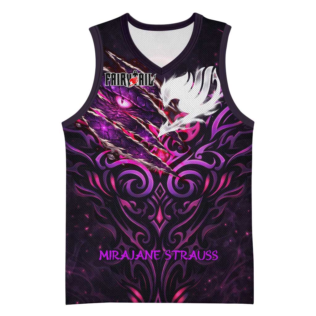 Mirajane Strauss Demon Form Fairy Tail Basketball Jersey Crimson Moon Demon Aesthetic with Gothic Purple Tribal Design