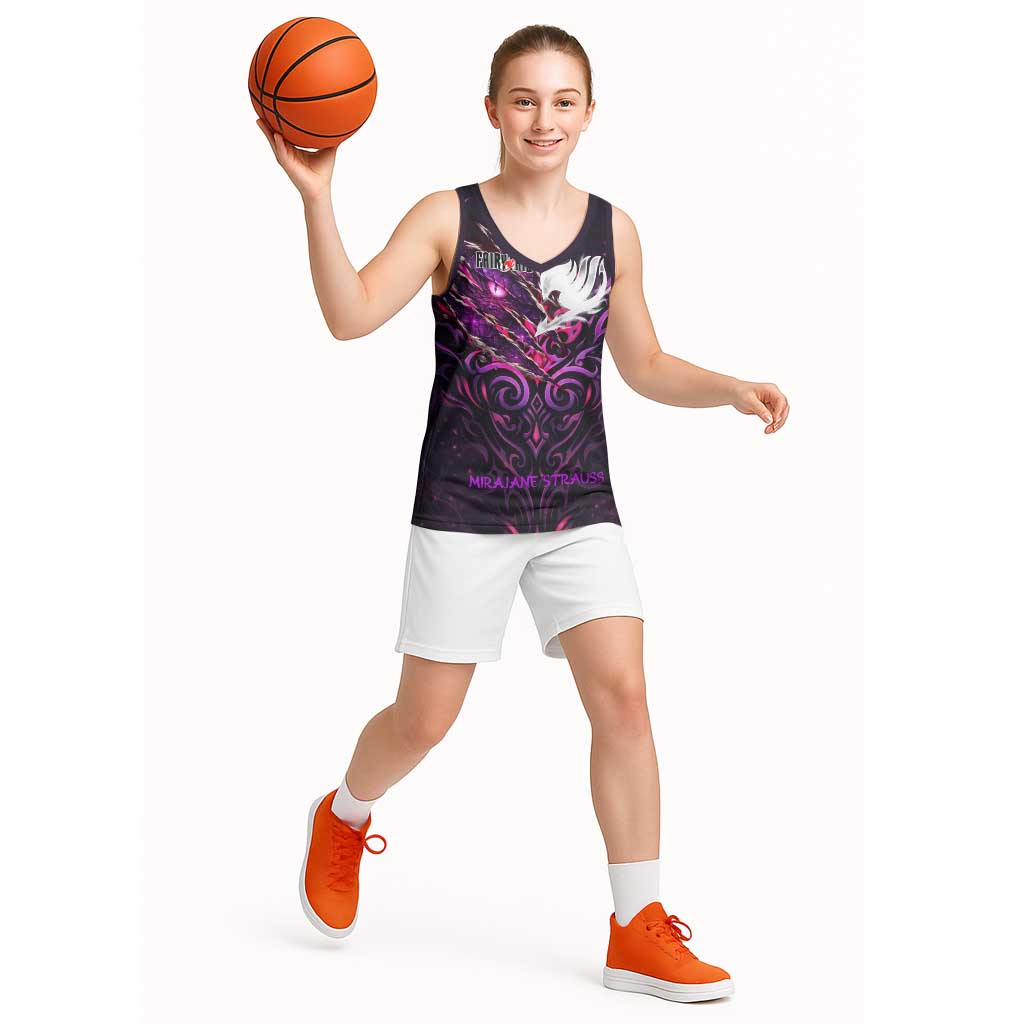Mirajane Strauss Demon Form Fairy Tail Basketball Jersey Crimson Moon Demon Aesthetic with Gothic Purple Tribal Design