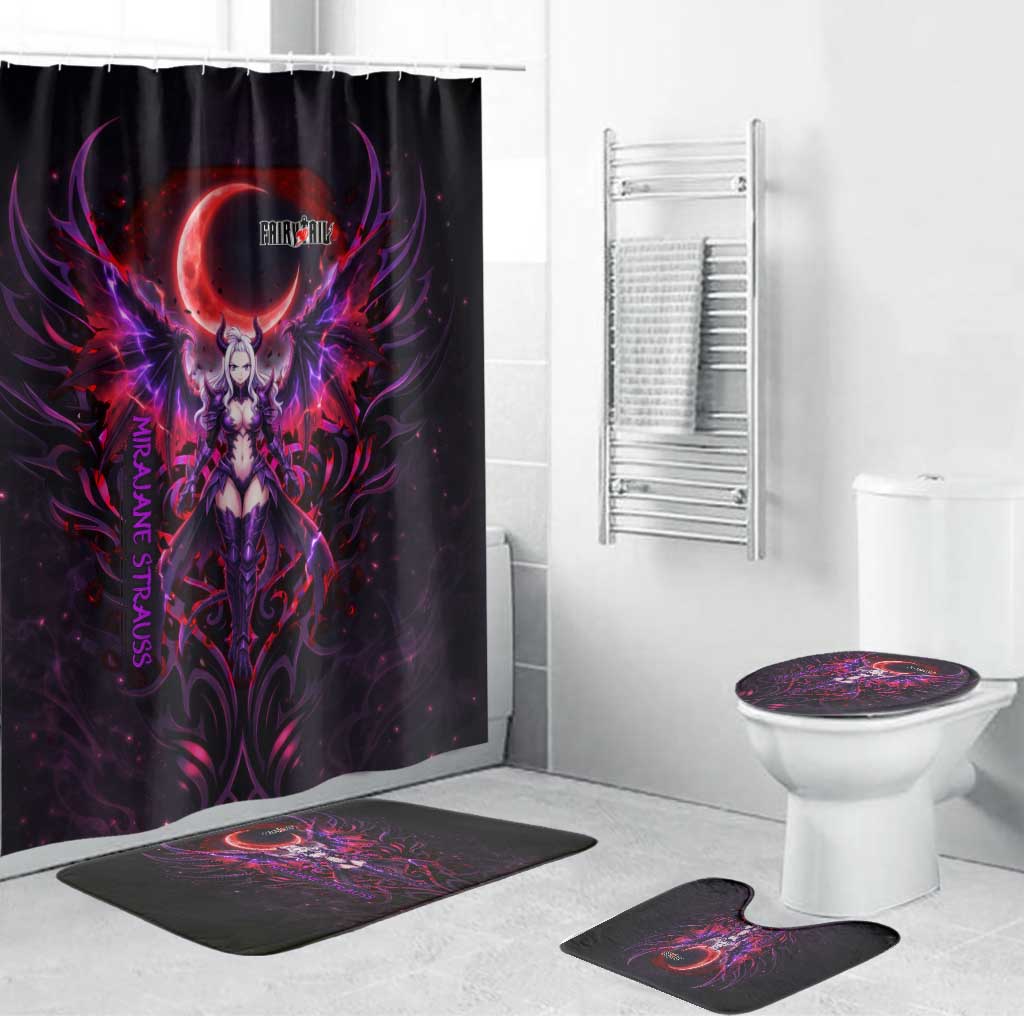 Mirajane Strauss Demon Form Fairy Tail Bathroom Set Crimson Moon Demon Aesthetic with Gothic Purple Tribal Design