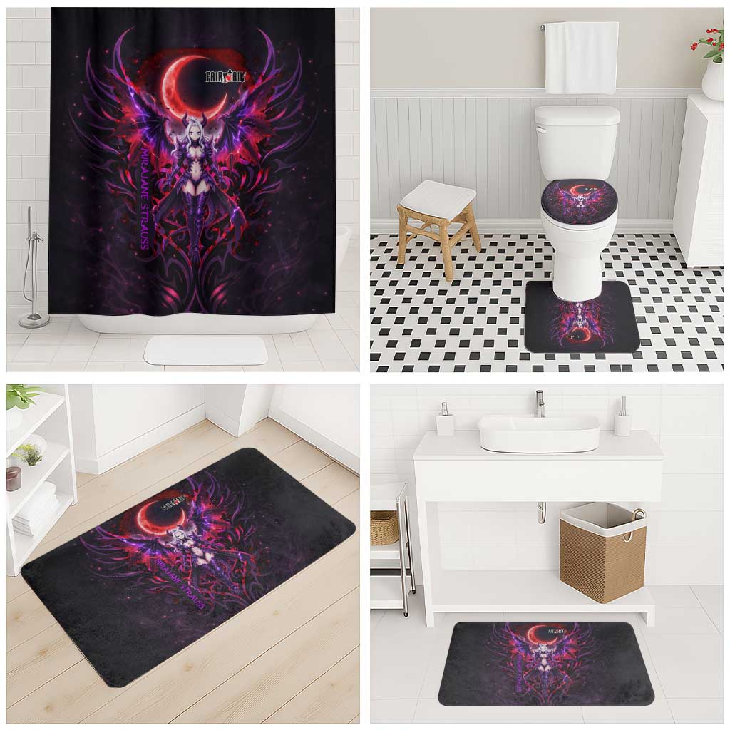 Mirajane Strauss Demon Form Fairy Tail Bathroom Set Crimson Moon Demon Aesthetic with Gothic Purple Tribal Design