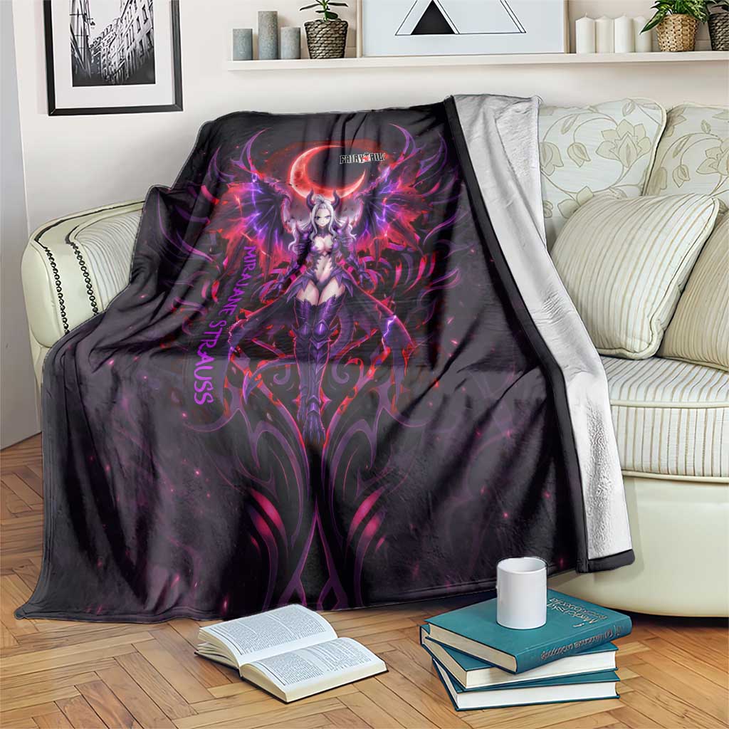 Mirajane Strauss Demon Form Fairy Tail Blanket Crimson Moon Demon Aesthetic with Gothic Purple Tribal Design