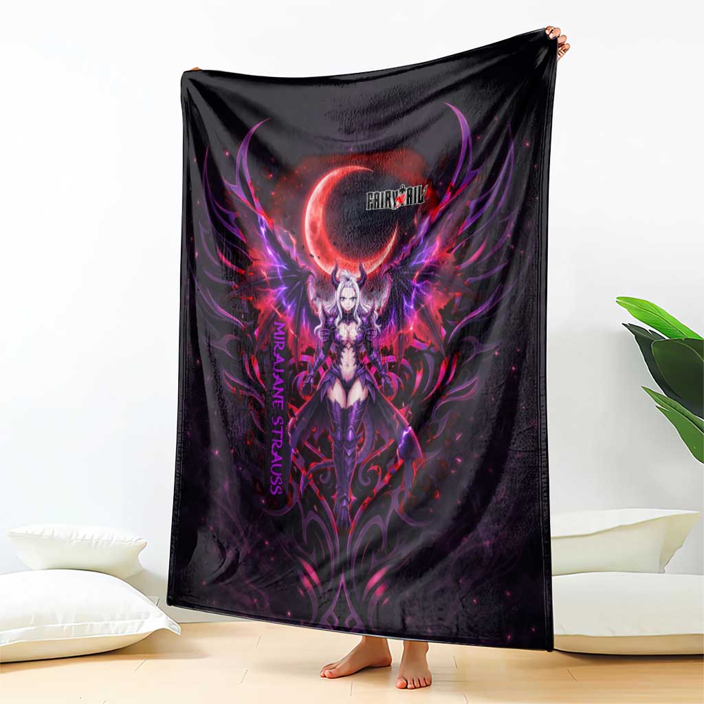 Mirajane Strauss Demon Form Fairy Tail Blanket Crimson Moon Demon Aesthetic with Gothic Purple Tribal Design
