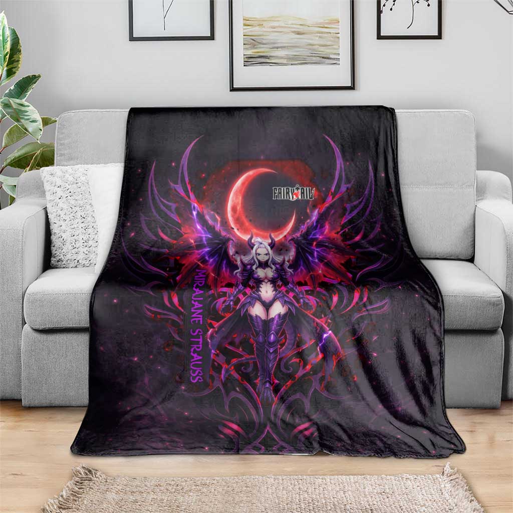 Mirajane Strauss Demon Form Fairy Tail Blanket Crimson Moon Demon Aesthetic with Gothic Purple Tribal Design