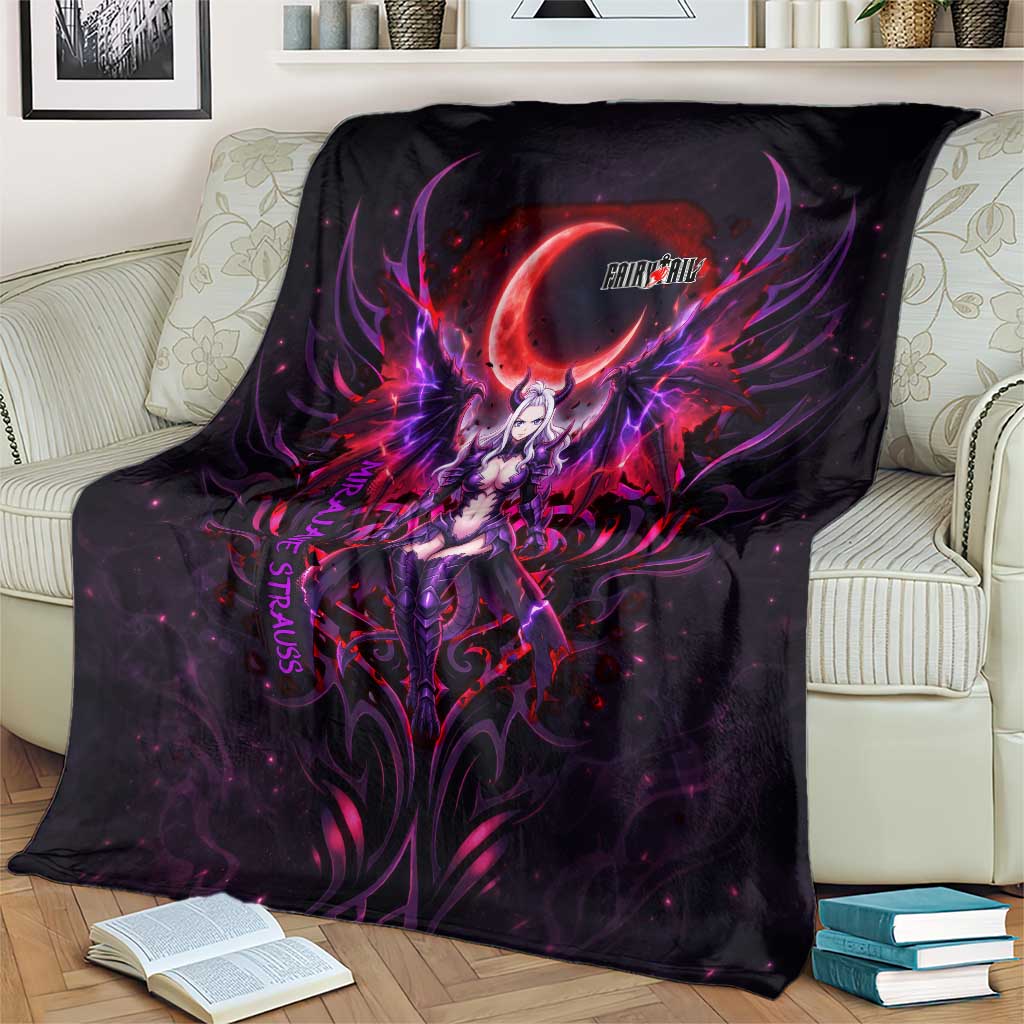 Mirajane Strauss Demon Form Fairy Tail Blanket Crimson Moon Demon Aesthetic with Gothic Purple Tribal Design