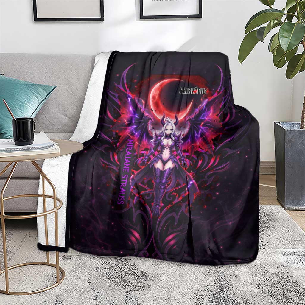 Mirajane Strauss Demon Form Fairy Tail Blanket Crimson Moon Demon Aesthetic with Gothic Purple Tribal Design