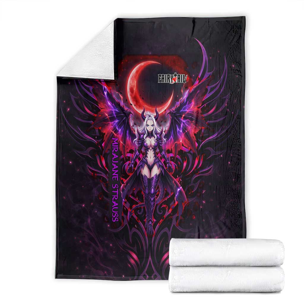 Mirajane Strauss Demon Form Fairy Tail Blanket Crimson Moon Demon Aesthetic with Gothic Purple Tribal Design