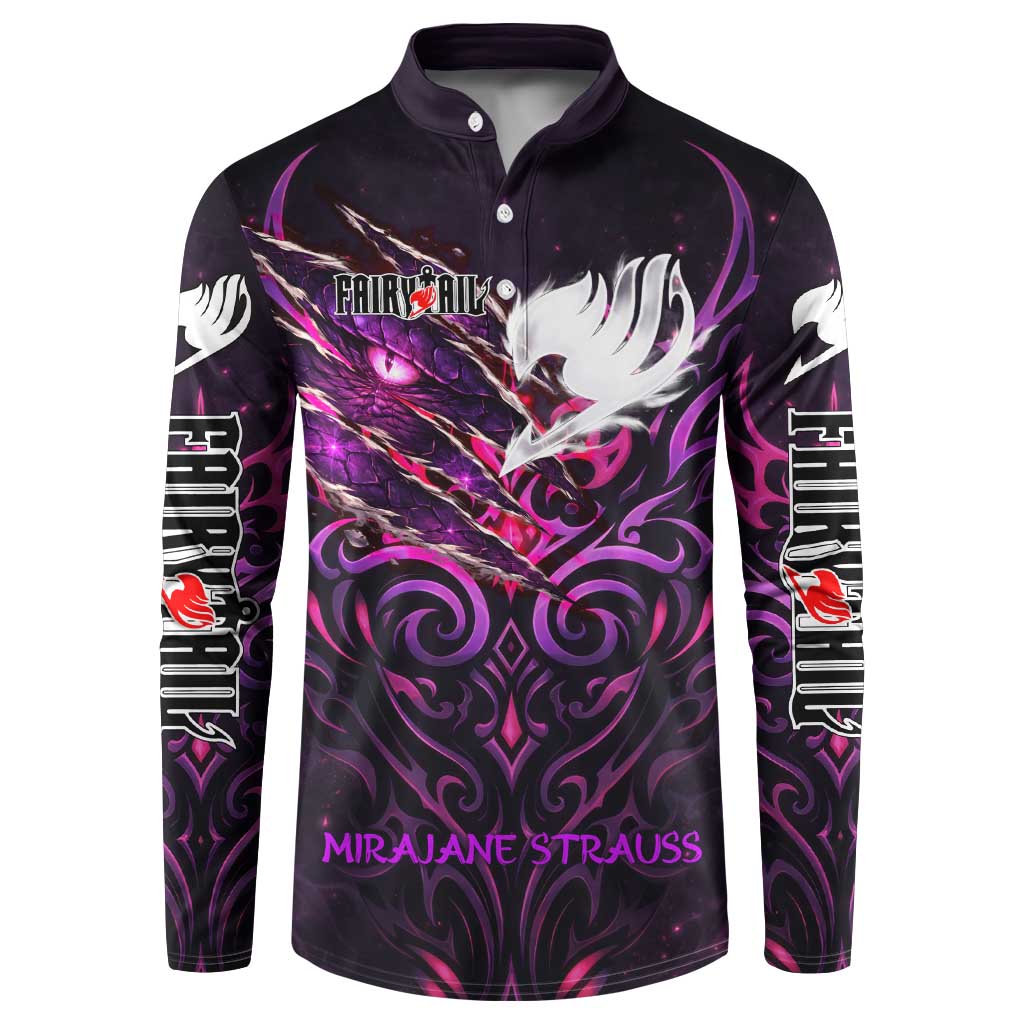 Mirajane Strauss Demon Form Fairy Tail Button Sweatshirt Crimson Moon Demon Aesthetic with Gothic Purple Tribal Design