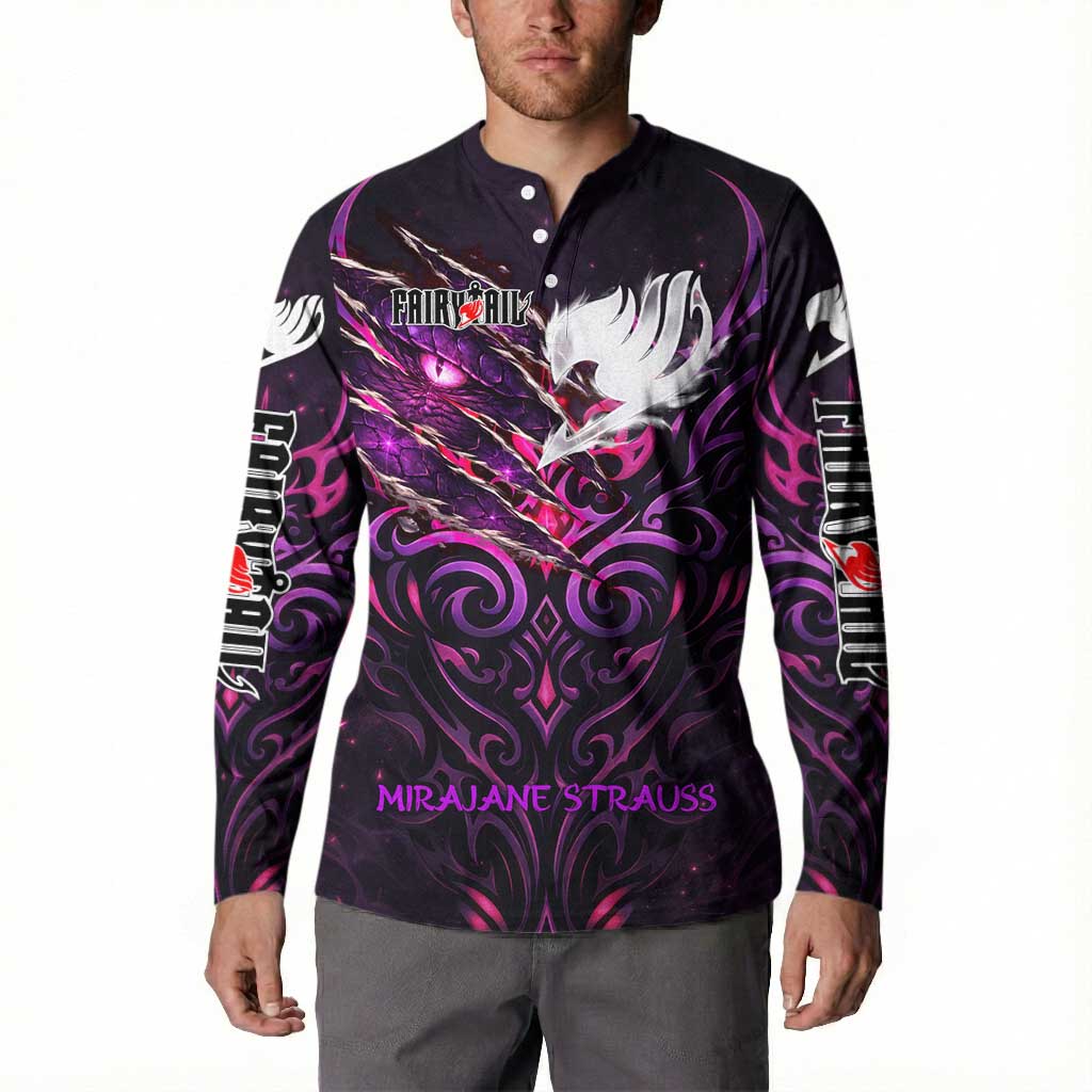 Mirajane Strauss Demon Form Fairy Tail Button Sweatshirt Crimson Moon Demon Aesthetic with Gothic Purple Tribal Design