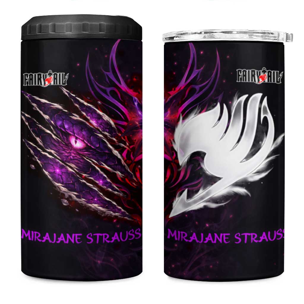 Mirajane Strauss Demon Form Fairy Tail 4 in 1 Can Cooler Tumbler Crimson Moon Demon Aesthetic with Gothic Purple Tribal Design